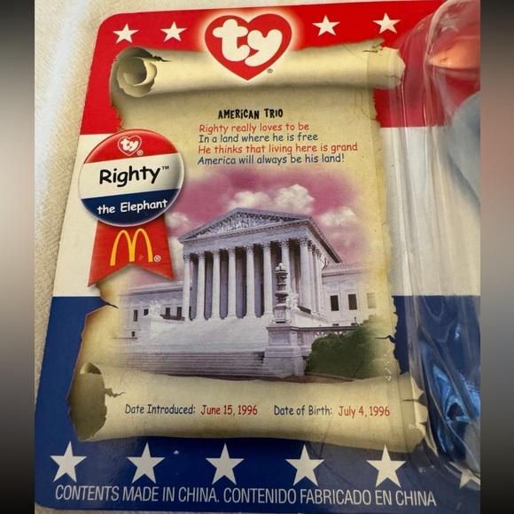 Ty Beanie Babies McDonald's 2000 Righty the Elephant Collectible Y2K USA - Picture 2 of 7